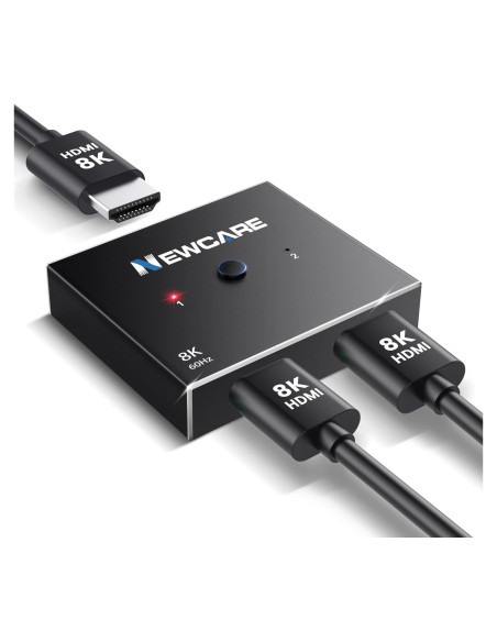 Conmutador HDMI 8K 2 en 1 NEWCARE, 4K@120Hz, 48 Gbps Conmutador HDMI 8K 2 en 1 NEWCARE, 4K@120Hz, 48 Gbps