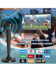 Antena de TV Digital Interior Yikuhot D008AF 4K 1080p 515 km 2