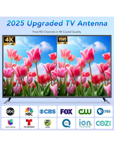Antena de TV Interior DTB TECH 42153-SN 8K 4K 1080p Amplificada Antena de TV Interior DTB TECH 42153-SN 8K 4K 1080p Amplificada
