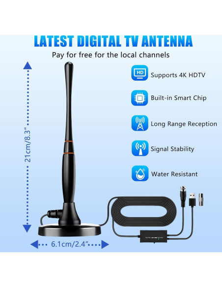 Antena de TV Digital HD DSJGB DVB-T22 con Amplificador 4K Antena de TV Digital HD DSJGB DVB-T22 con Amplificador 4K