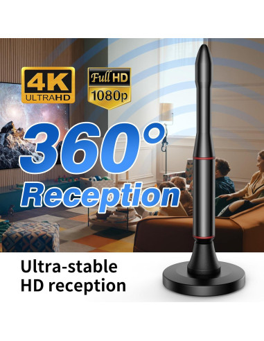 Antena de TV Digital Oaitree 650+ Millas 4K HD Negra