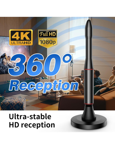 Antena de TV Digital Oaitree 650+ Millas 4K HD Negra Antena de TV Digital Oaitree 650+ Millas 4K HD Negra