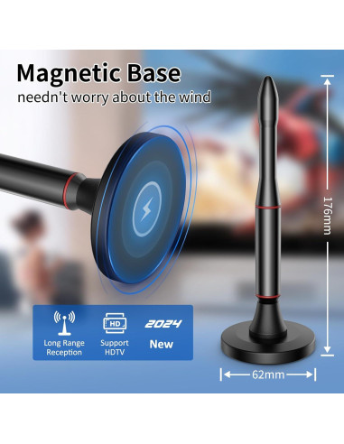 Antena de TV Digital Oaitree 650+ Millas 4K HD Negra