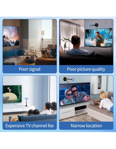 Antena de TV Digital Oaitree 650+ Millas 4K HD Negra