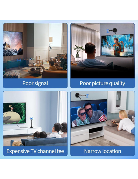 Antena de TV Digital Oaitree 650+ Millas 4K HD Negra Antena de TV Digital Oaitree 650+ Millas 4K HD Negra