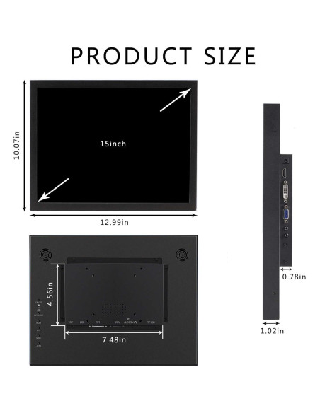Monitor LCD IPS 15" VSDISPLAY 1024x768 Brillo 400 cd/m2 Monitor LCD IPS 15" VSDISPLAY 1024x768 Brillo 400 cd/m2