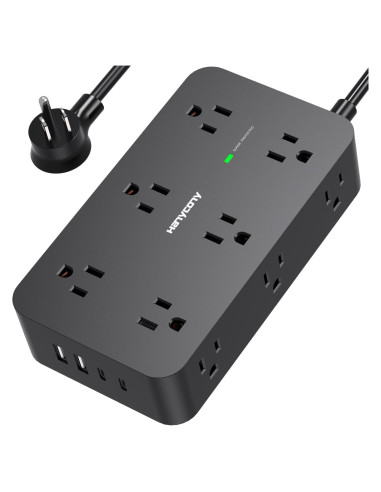 Regleta de Sobretensión HANYCONY 12 Salidas 4 USB C 1.83m