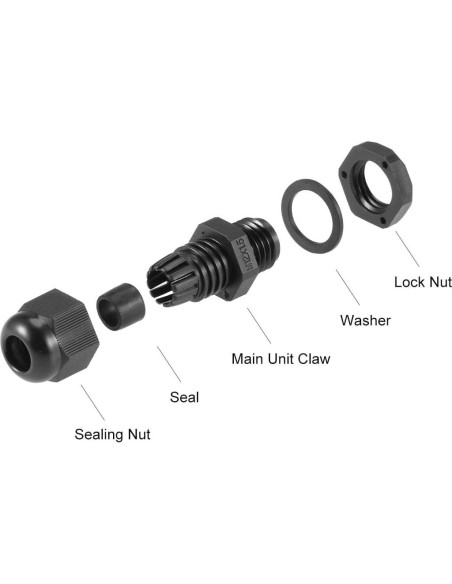 Conectores de Cable M12x1.5 uxcell 20pcs Nylon Impermeables Conectores de Cable M12x1.5 uxcell 20pcs Nylon Impermeables