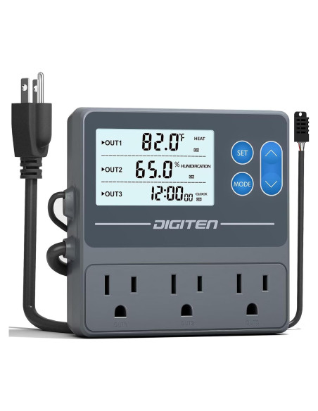 Controlador de Temperatura y Humedad DIGITEN THT103 3 Enchufes Controlador de Temperatura y Humedad DIGITEN THT103 3 Enchufes