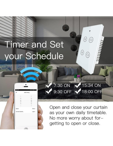 Interruptor Táctil Doble WiFi MOES 2 Gang para Cortinas