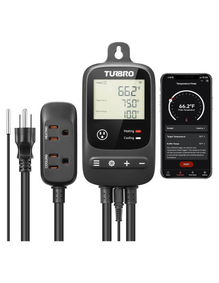 Controlador de Temperatura Inteligente TURBRO TC01 WiFi 100-240V Controlador de Temperatura Inteligente TURBRO TC01 WiFi 100-240V