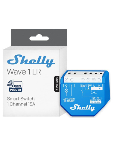 Relé Inteligente Z-Wave Shelly Wave 1 US LR 15A Contacto Seco