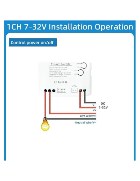 Sensor de Temperatura Inteligente Huacaoe 1CH WiFi 10A Sensor de Temperatura Inteligente Huacaoe 1CH WiFi 10A
