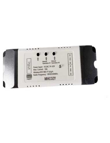 Interruptor Relé Inalámbrico WiFi MHCOZY 2 Canales Control Remoto