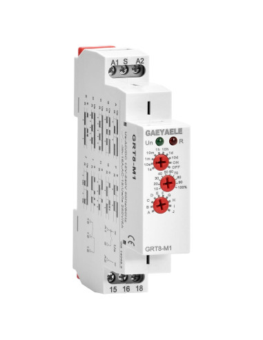 Relé de Tiempo Multifuncional 16A GAEYAELE GRT8-M1 12V-240V