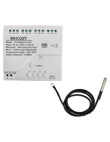 Controlador de Temperatura WiFi Tuya 4 Canales 10A con Sonda Controlador de Temperatura WiFi Tuya 4 Canales 10A con Sonda