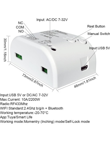 Módulo Interruptor Relé Inalámbrico WiFi Otcboimo 1CH 85-250V Módulo Interruptor Relé Inalámbrico WiFi Otcboimo 1CH 85-250V