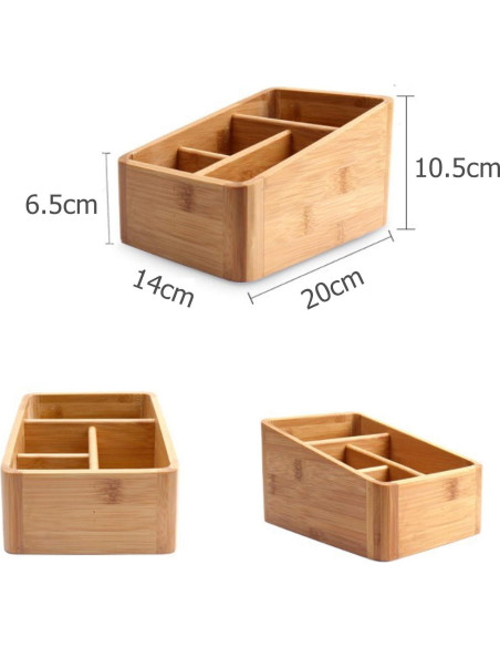 Organizador de Escritorio Multifuncional VolksRose Bambú 19x14.5cm Organizador de Escritorio Multifuncional VolksRose Bambú 19x14.5cm