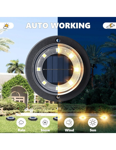 Luces Solares de Suelo Flacchi - Paquete de 12, Impermeables Luces Solares de Suelo Flacchi - Paquete de 12, Impermeables