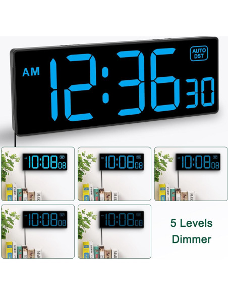 Reloj de Pared Digital Soobest 10" LED Azul con Segundos Reloj de Pared Digital Soobest 10" LED Azul con Segundos
