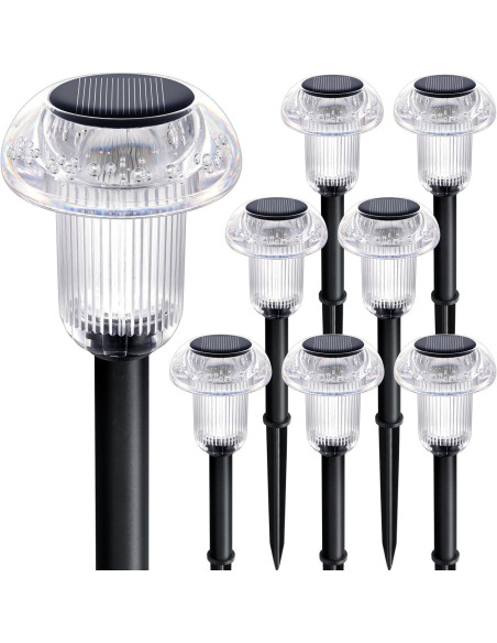 Luces Solares LED Priddop Paquete de 8 Hongo Multicolor Luces Solares LED Priddop Paquete de 8 Hongo Multicolor