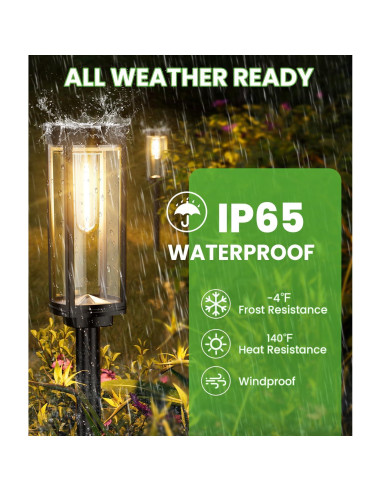 Luces Solares de Sendero BITPOTT - Paquete de 6, IP65, 63cm