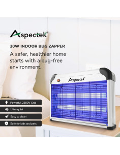 Zapper de Insectos ASPECTEK 20W con Lámpara UV y 2 Bombillas 2