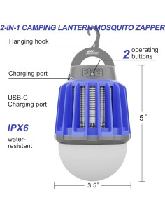 Trampa Eléctrica de Insectos Wisely 2PK USB-C Impermeable 2