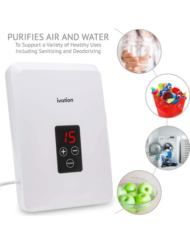Generador de Ozono Portátil Ivation 600mg/h - Purificador de Aire y Agua