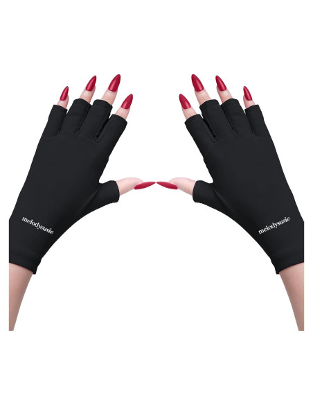 Guantes UV MelodySusie Negros UPF50+ para Manicura Guantes UV MelodySusie Negros UPF50+ para Manicura