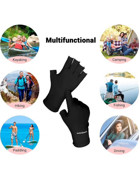 Guantes UV MelodySusie Negros UPF50+ para Manicura Guantes UV MelodySusie Negros UPF50+ para Manicura
