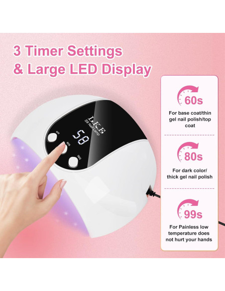 Luz UV para Uñas de Gel LKE 54W con 18 Perlas y Temporizador Luz UV para Uñas de Gel LKE 54W con 18 Perlas y Temporizador
