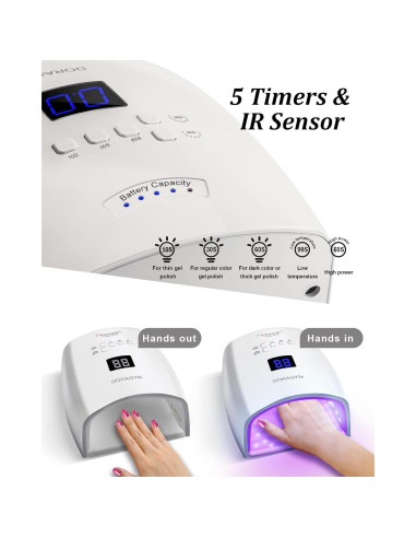 Lámpara de Uñas UV LED DORAGYM 66W Inalámbrica Recargable