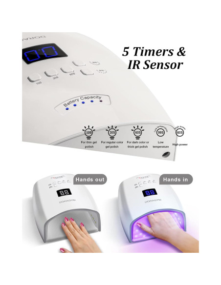 Lámpara de Uñas UV LED DORAGYM 66W Inalámbrica Recargable Lámpara de Uñas UV LED DORAGYM 66W Inalámbrica Recargable
