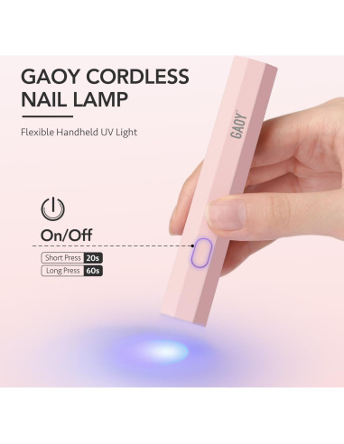 Lámpara UV Portátil GAOY para Uñas de Gel Rosa 15x5.9cm