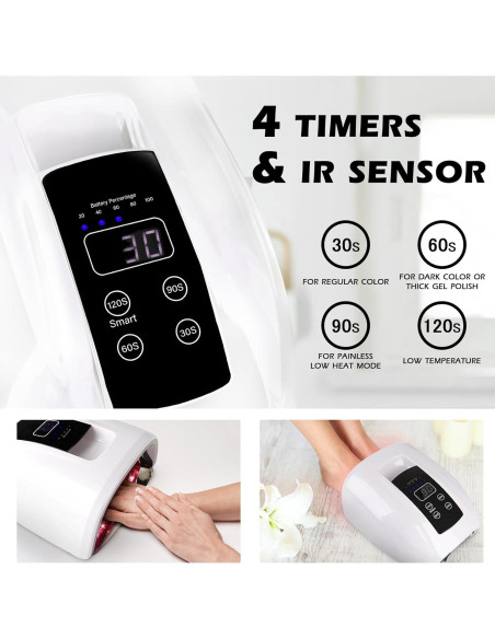 Lámpara de Uñas UV LED Inalámbrica Linssy 90W con Temporizador Lámpara de Uñas UV LED Inalámbrica Linssy 90W con Temporizador