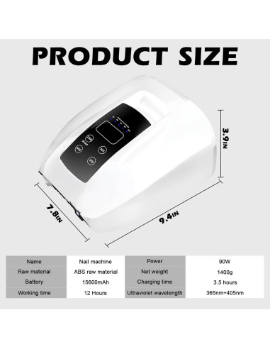 Lámpara de Uñas UV LED Inalámbrica Linssy 90W con Temporizador