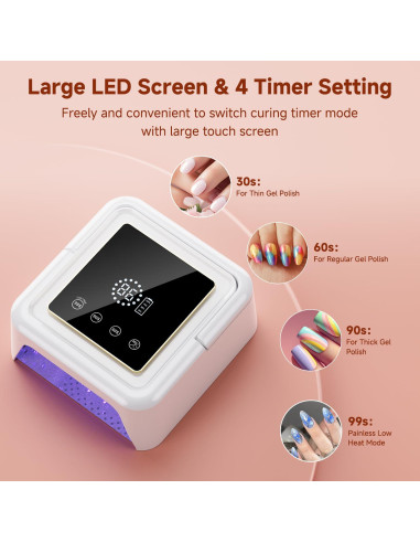 Lámpara de Uñas UV Inalámbrica Meremit 108W con Pantalla Táctil
