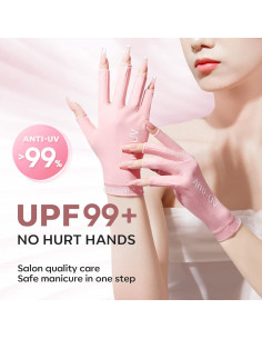 Guantes UV Modelones Rosa UPF99+ para Manicura de Gel 2