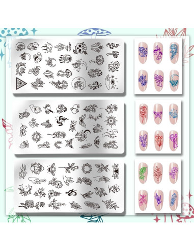 Placas de Estampado de Uñas PH PandaHall 3pcs 78 Patrones