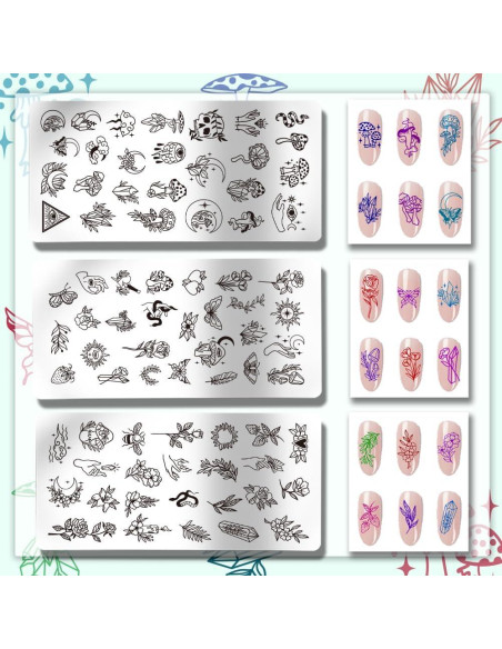 Placas de Estampado de Uñas PH PandaHall 3pcs 78 Patrones Placas de Estampado de Uñas PH PandaHall 3pcs 78 Patrones