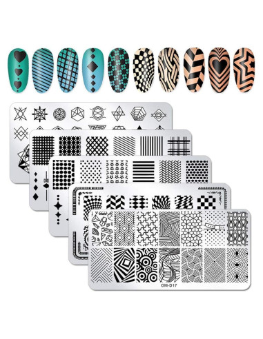 Set de Placas de Uñas WOKOTO 5 Piezas Estampado Geométrico