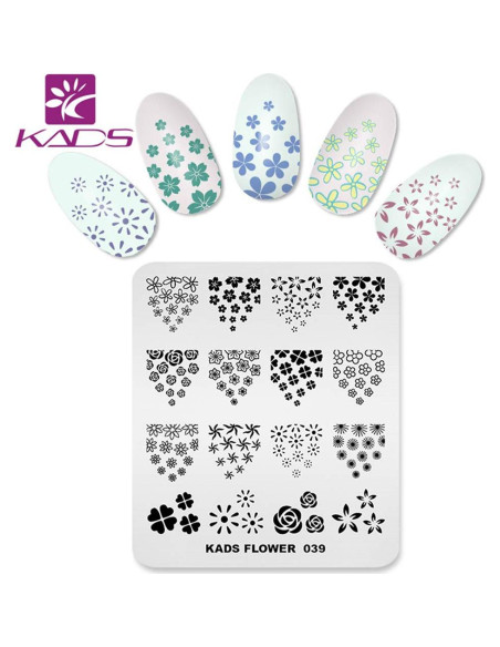 Plantilla de Estampado de Uñas KADS 4 Placas Flores 8x7cm Plantilla de Estampado de Uñas KADS 4 Placas Flores 8x7cm