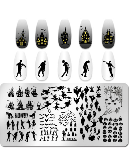 Placas de Estampado de Uñas Halloween JERCLITY 6 Piezas Placas de Estampado de Uñas Halloween JERCLITY 6 Piezas