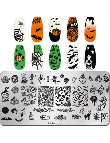 Placas de Estampado de Uñas Halloween JERCLITY 6 Piezas