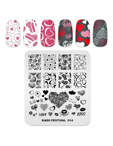 Placa de Estampado de Uñas KADS FE014 8x7cm Acero Inoxidable