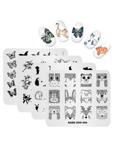 Placa de Estampado de Uñas KADS 8x7 cm Animales Lindos