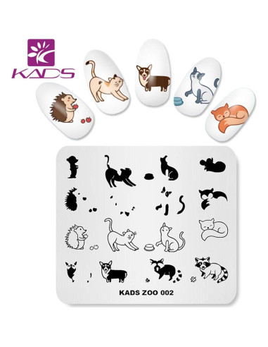 Placa de Estampado de Uñas KADS 8x7 cm Animales Lindos