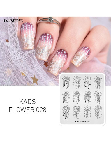 Set de 5 Placas de Estampado de Uñas KADS - Diseños de Flores y Animales