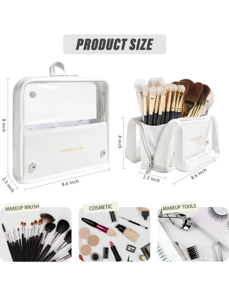 Estuche de Maquillaje Transparente ROWNYEON 22.9x9.9x15cm Estuche de Maquillaje Transparente ROWNYEON 22.9x9.9x15cm